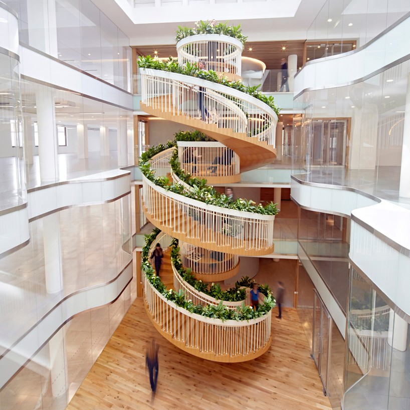 paul cocksedge spirals living staircase through ampersand's new london office