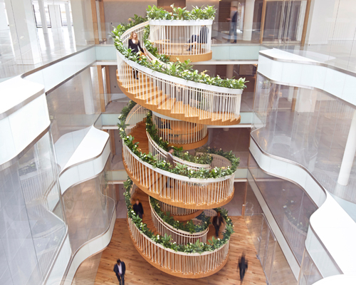 paul cocksedge spirals living staircase through ampersand's new london office