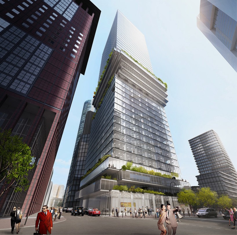 bjarke ingels group designs a mixed-use tower for frankfurt with twisted floorplates
