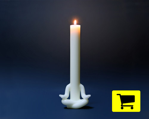 candle-man assumes meditative shape