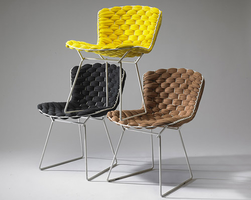 clément brazille revamps bertoia's side chair with woven upholstery