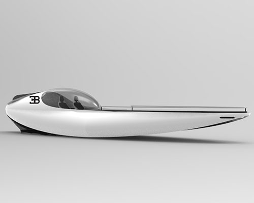 classic bugatti type 57 conceptualized as a racing yacht for the 21st century