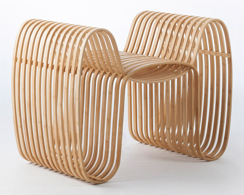 gridesign studio creates heat-bent bamboo bow tie chair