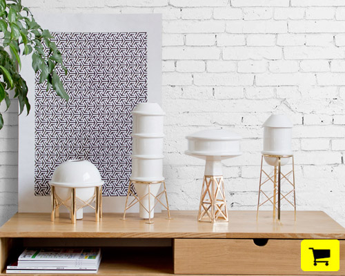 water tower vases by bozu incorporate art decò traits