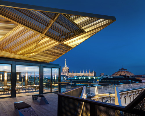 park associati installs modular pop-up restaurant on a milan rooftop