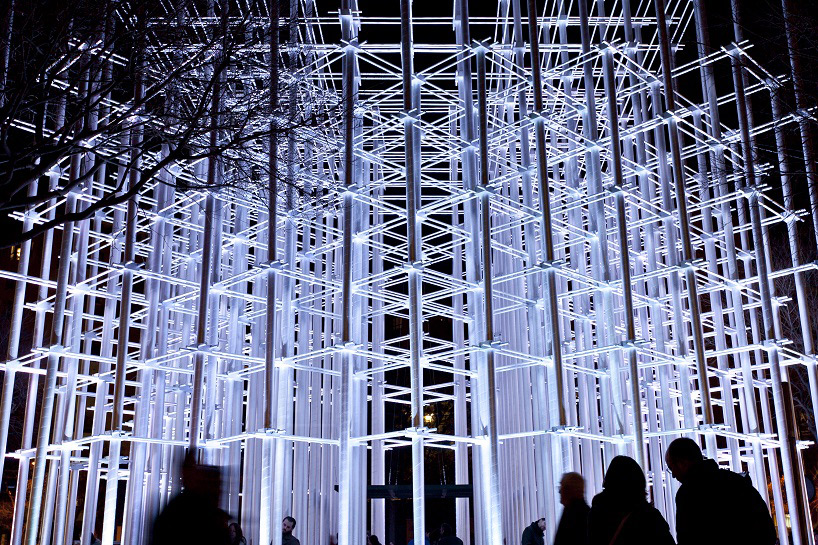 pink intruder ekklesia cardboard pavilian valencia spain fallas festival designboom