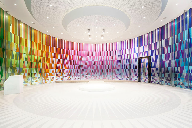 coordination asia's rainbow chapel features kaleidoscopic façade