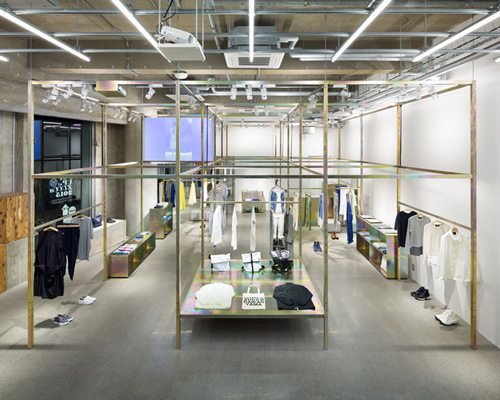 schemata architects installs iridescent frame to highlight cabane de zucca store in tokyo