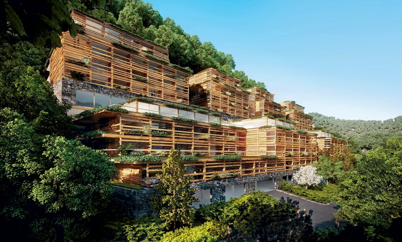 matteo thun envelopes waldhotel healthy living with wooden lattice screen