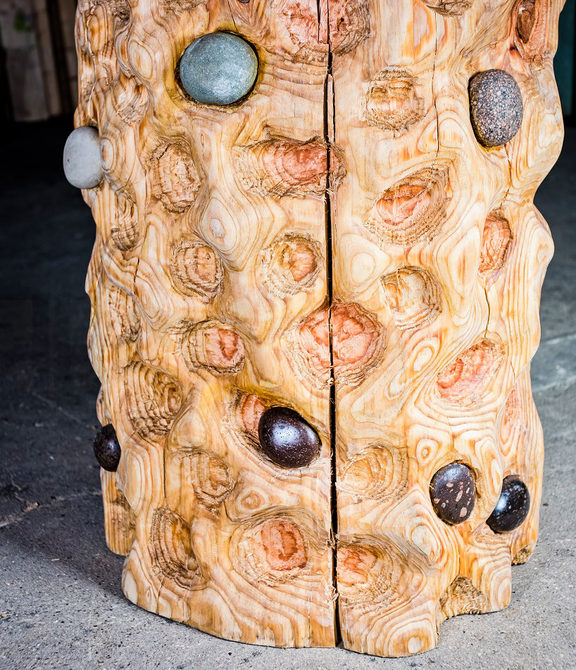 bente hovendal woodnwonder round table with stone inlay designboom