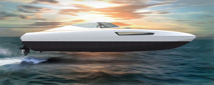 compact catamaran motorboat by andrew trujillo design