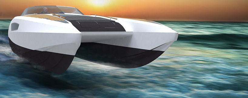 compact catamaran motorboat by andrew trujillo design