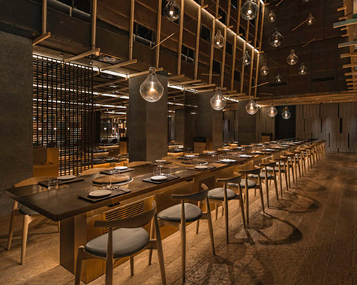 neri & hu evokes an abstract landscape in chi-q korean restaurant in shanghai