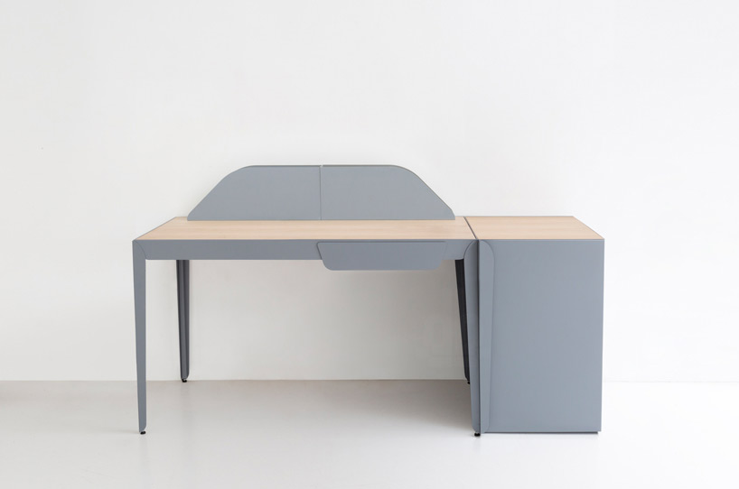 constance guissets' folded metal flamingo desk for la redoute