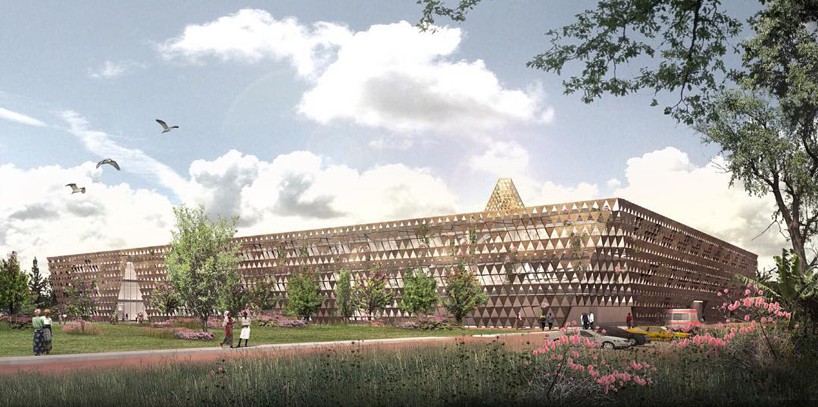david adjaye shades rwanda's new pediatric cancer center with triangular screens
