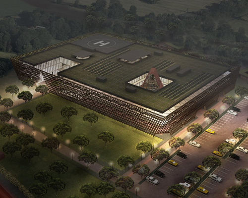 david adjaye shades rwanda's new pediatric cancer center with triangular screens