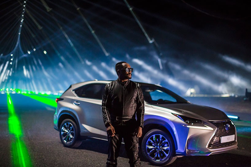 will.i.am. orchestras audio visual presentation using LEXUS NX cars