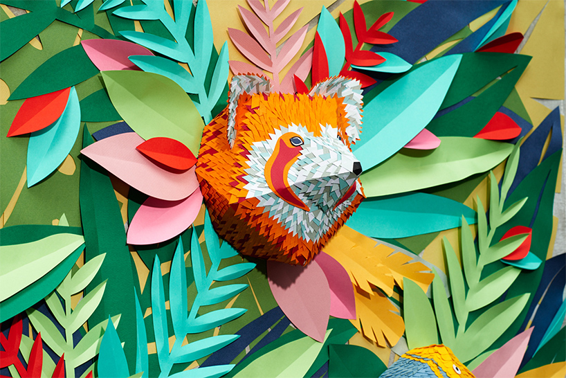 mlle hipolyte recreates a tropical jungle with hand-cut paper pieces