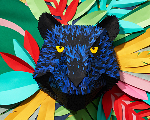 mlle hipolyte recreates a tropical jungle with hand-cut paper pieces