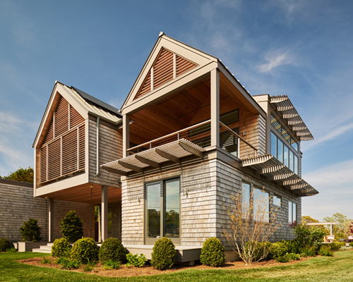 berg design architecture clads monroe drive house in montauk with wooden shingles