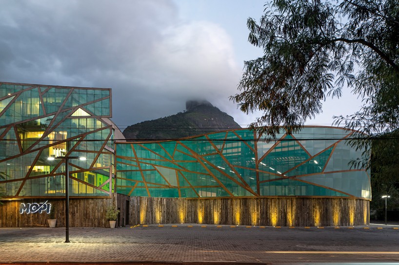 mareines + patalano's mopi school clad with transparent leaf-like panels in brazil