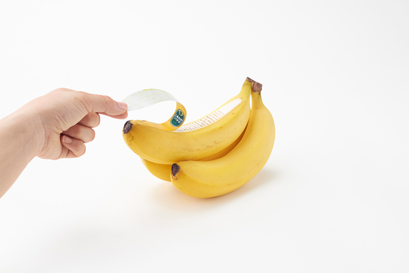 nendo designs peelable package and label for shiawase bananas