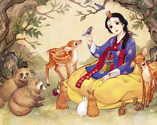 obsidian reinterprets western fairytales as korean illustrations