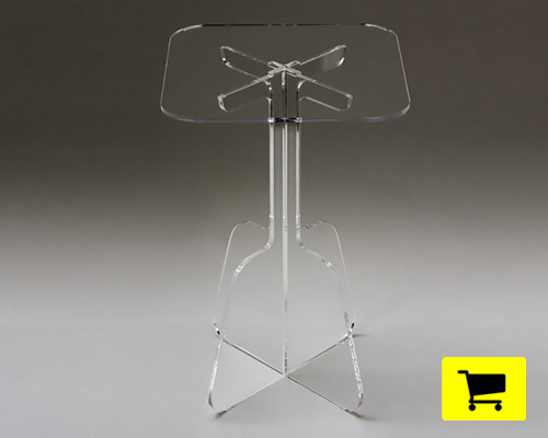 santiX transparent table assembled from laser cut acrylic