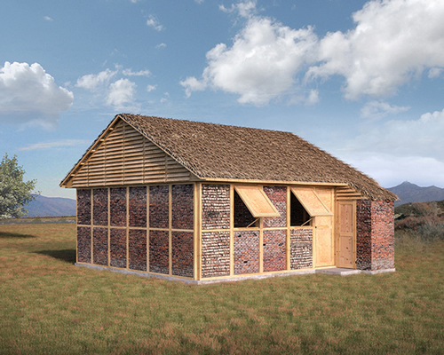 shigeru ban's nepal disaster relief shelter reuses brick from collapsed buildings