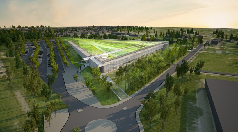 rogers stirk harbour + partners plans to top musée du louvre's storage facility with green roof