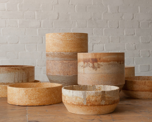 ariane prin mixes metal dust with plaster + eco-resin to form rust homeware