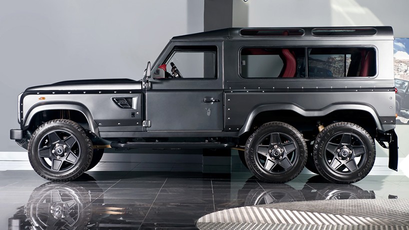 kahn design adds more wheels to an already tough land rover defender