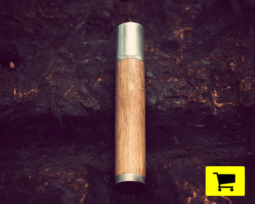 kole thermal flask handmade from stainless steel and oak
