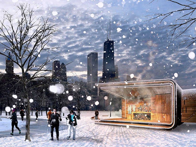 urban therme spa proposal for chicago lakefront kiosk competition