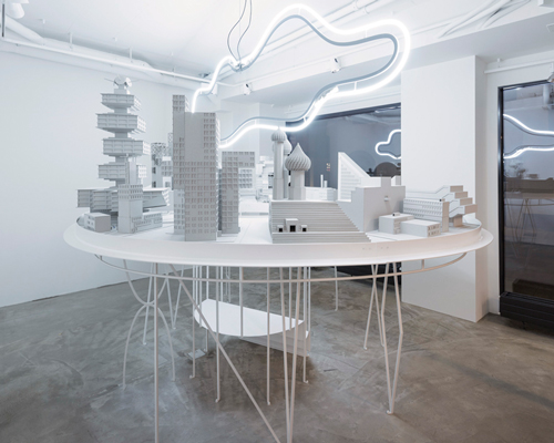 bureau A builds miniature constructivist city for children's clothing display