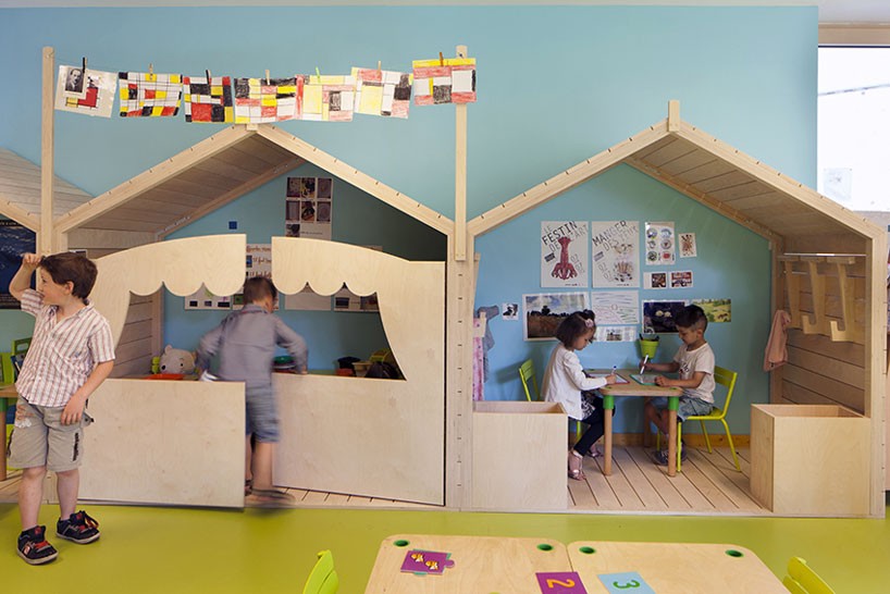 matali crasset colorfully renovates french school with 'tiny architectures'