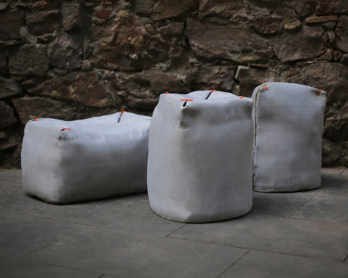miriam estévez marries concrete & canvas in fabric. seating collection