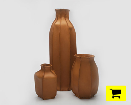 plumbers vase utilizes leather in a novel application