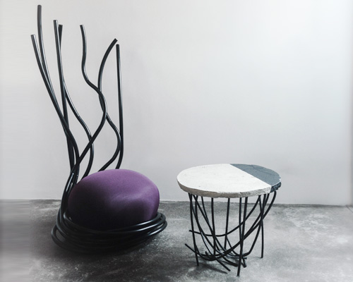 rodrigo ohtake organically forms tulio table + vitis chair