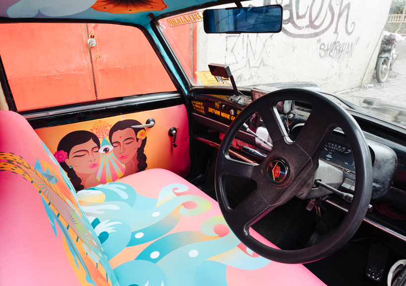 india-based artists beautify mumbai cabs for the taxi fabric project