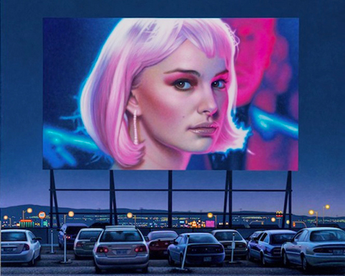 dreamy drive-in movie theater paintings portray silver screen stars