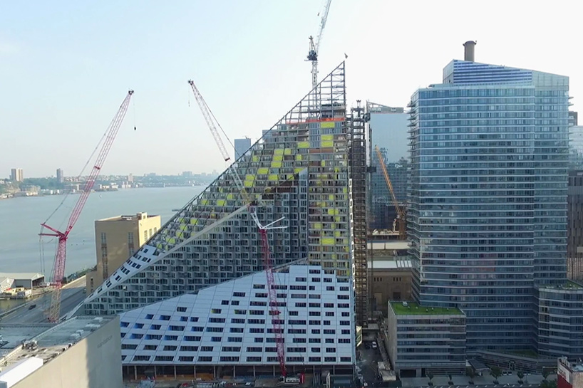 drone video documents construction progress at BIG's new york courtscraper