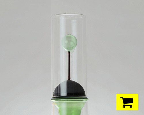 deriva glass vase achieves suspended appearance via lime technique