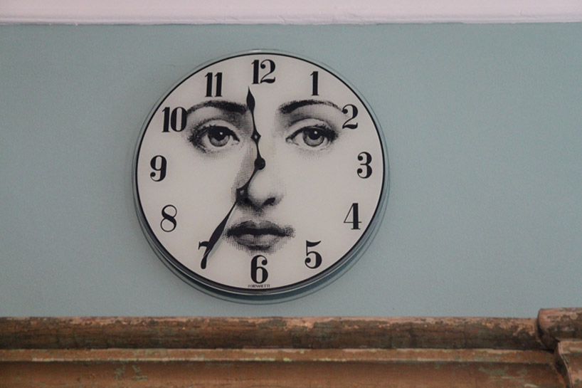 Sold at Auction: FORNASETTI Style Sgd Clock Motif Paper Collage Art