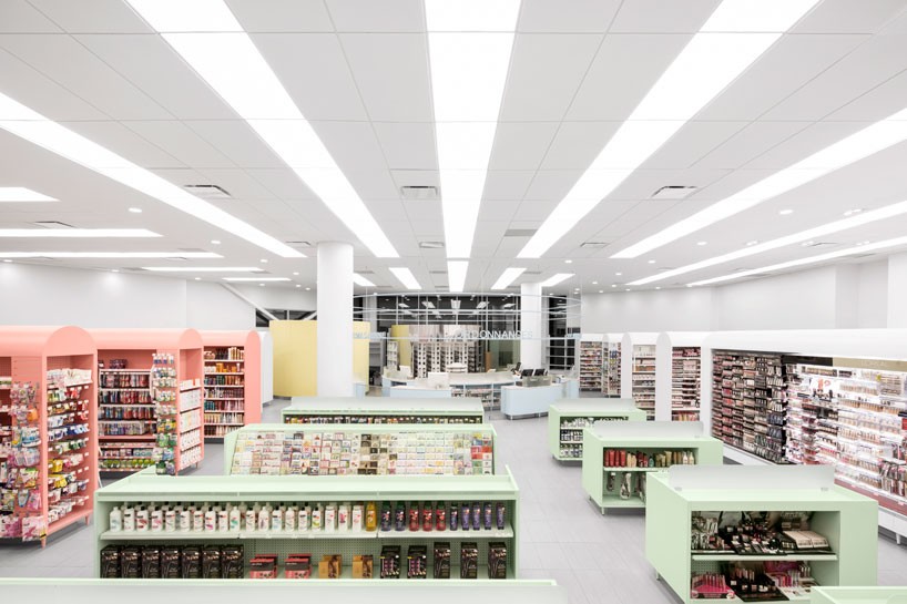 jean de lessard uses color + feng shui to organize montreal pharmacy