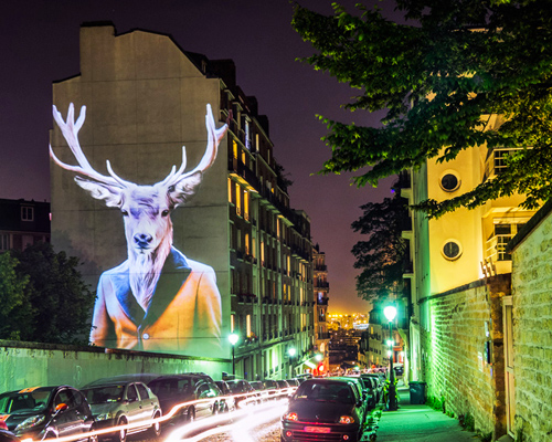 julien nonnon projects a safari of smartly-dressed wildlife on the streets of paris