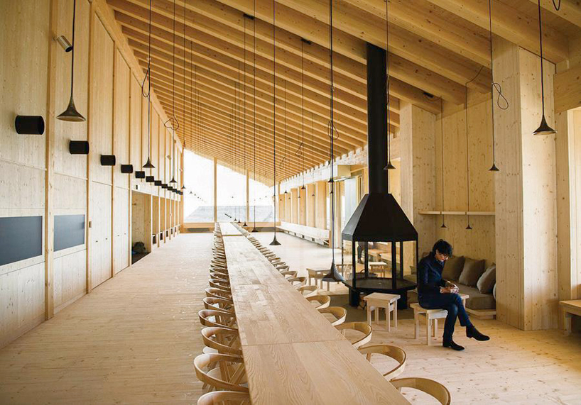 konstantin grcic's B chair furnishes herzog & de meuron's swiss mountaintop restaurant