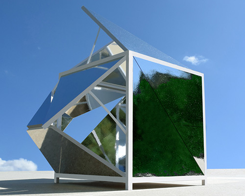 michael jantzen conceives fragmented folding mirrors pavilion