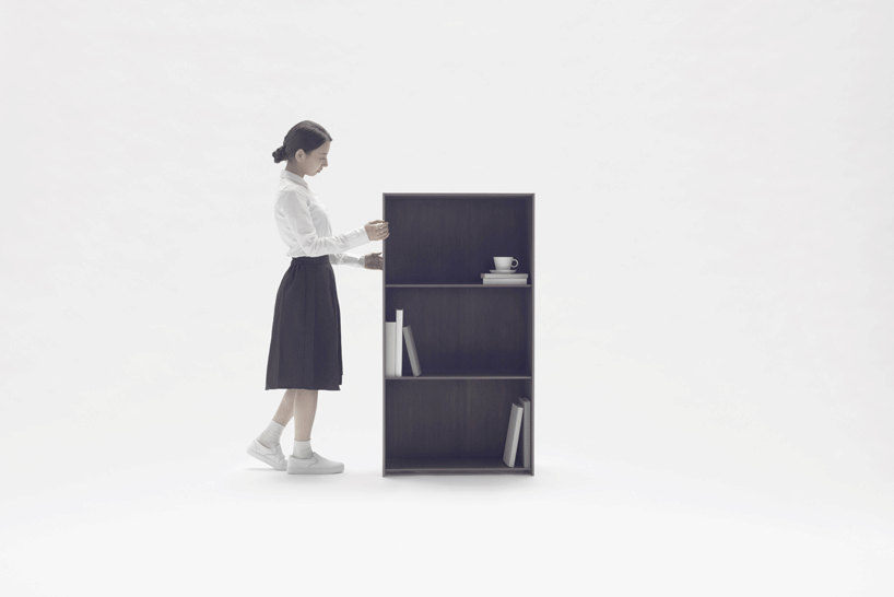 nendo's flexible nest shelf for london design festival adapts to available space