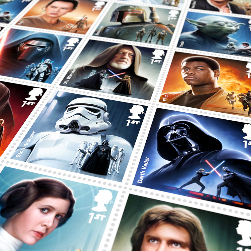 send letters to a galaxy far, far away with royal mail's star wars stamp series